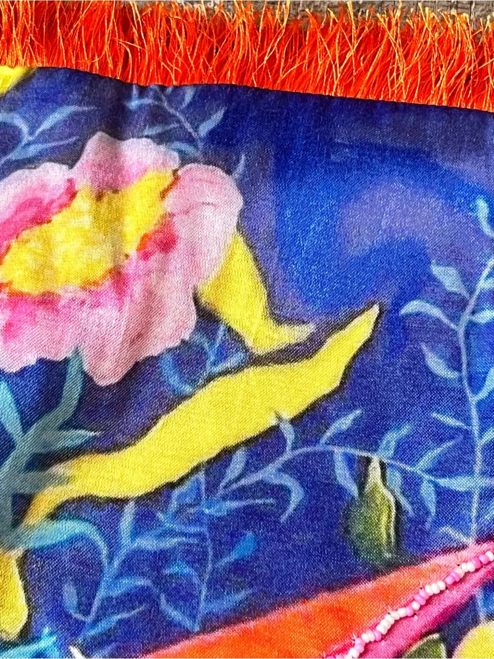 Paige Gemmel Chinoiserie Beaded Accent Pillow Cover Monkeys Lemons Bright Bold